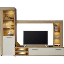 trendteam smart living - Logo - seinakapp - pruun - seinakapp 1 ukse, 1 klapi ja 6 avatud kambriga - (B x K x S) 240 x 185 x 41 cm - hõbedased matt käepidemed