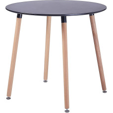 FURNITABLE söögilaud, MDF ümmargune laud, 4 pöögijalga, 80 x 80 x 72 cm, must