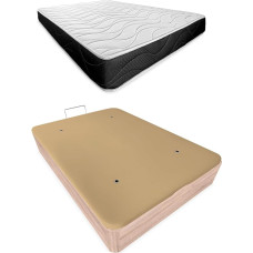 Somnia Descanso - Bombay 20 Memory Foam madrats ümberpööratav + kokkupandav puidust voodi - suur maht - Cambria 135 x 190 cm