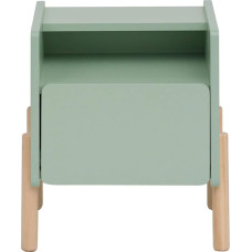 Rebecca Mobili RE7130 Bedside Table with 1 Drawer and 1 Shelf, Bedside Table for Children's Bedrooms, Water Green Brown, MDF Pine, Sturdy, for Montessori Rooms, Dimensions H x W x D: 49 x 43 x 30 cm