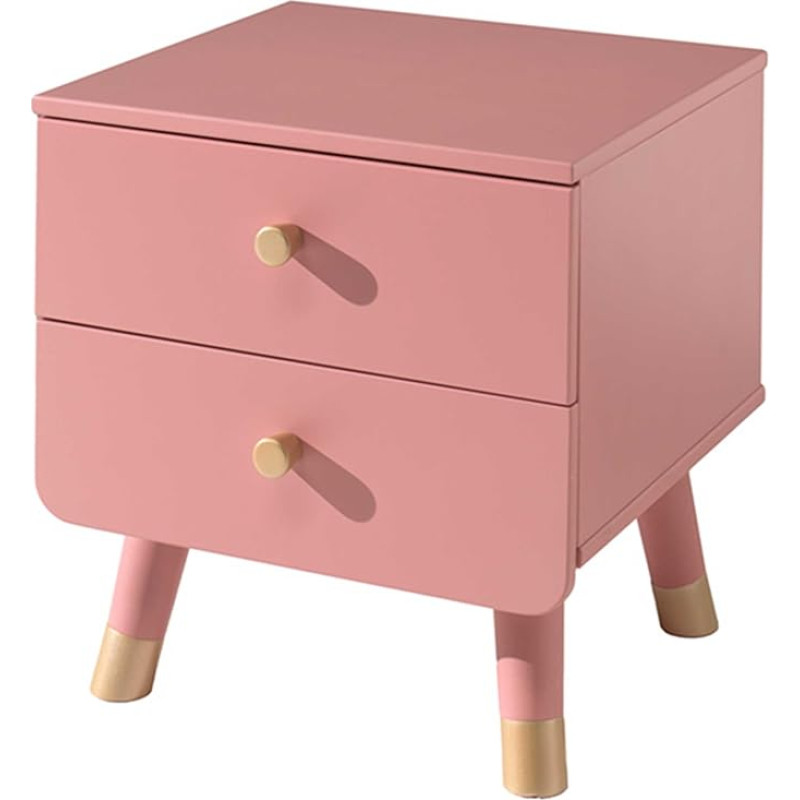 Vipack Billy Night Conole with 2 Drawers - Terra Pink and Terra Pink Lacquered Finish