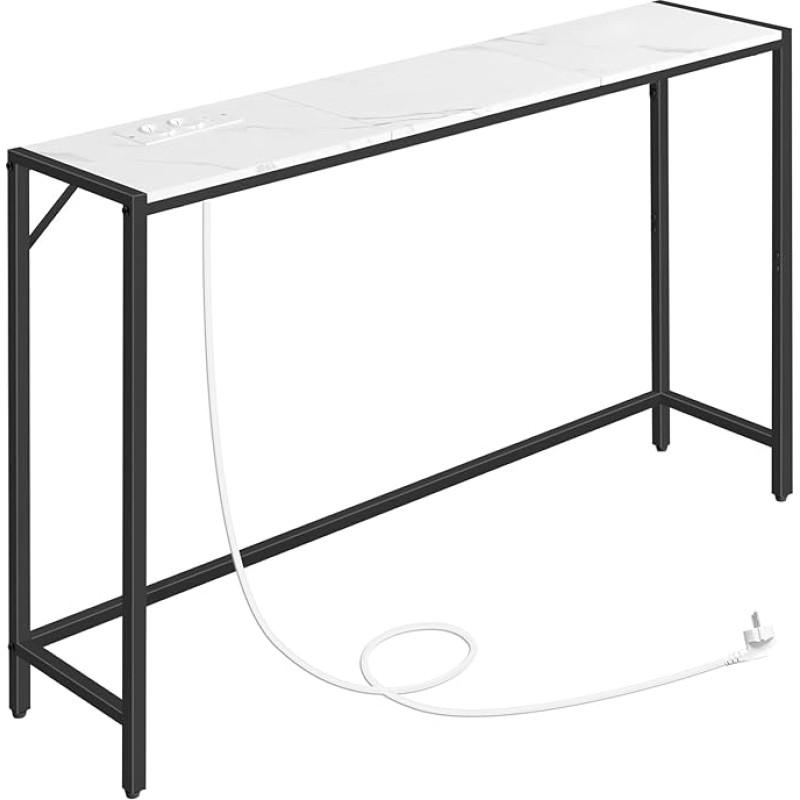 MAHANCRIS ACTHM112UE01 Slim Console Table, Coffee Table, Entrance Table, Side Table, Behind the Sofa, Hallway Table, Sofa Table, Simple Style, for Living Room, Hallway, Bedroom, White and Black