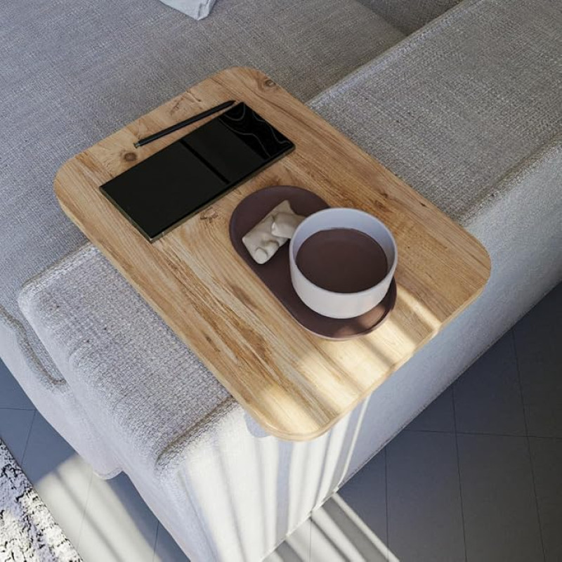 sugodesign Sofa Tray, Armrest, Couch Tray, Adjustable Sofa Tray, Drink Holder, Seat Set, Shelf, Wood Effect
