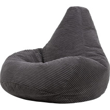 Icon Dalton Bean Bag Corduroy, Dark Grey, Gaming Bean Bag Adult with Filling, Bean Bag, Cord Chair, Lounge Chair, Bedroom, Living Room, Living Room Furniture