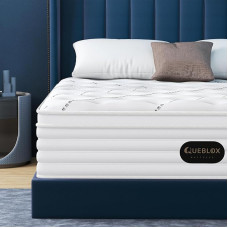 Queblox Mattress 140 x 200 cm, Height 28 cm, Oeko-Tex Certified, 7-Zone Pocket Spring Mattress with Comfort Foam, Fabric with Soft Surface Mattress for Adults, Hardness H3