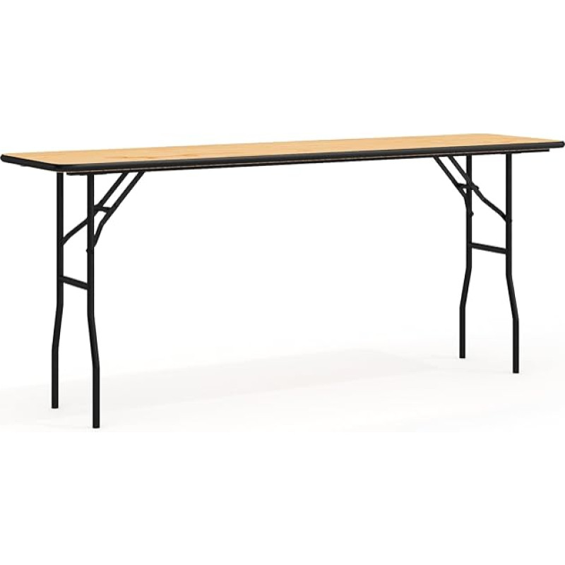 Flash Furniture 18'' x 72'' Rectangular Wood Folding Training/Seminar Table with Smooth Clear Coated Finished Top