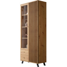 Newroom Barea.Four Wild Oak Anthracite Standing Display Cabinet Modern Vintage 92 x 198 x 40 cm (W x H x D) Display Cabinet Glass Display Cabinet Highboard Living Room Bedroom Hallway Dining Room