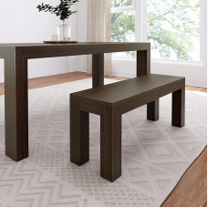 Maxwood Furniture Dining Bench, Solid Wood Entrance Bench, Wooden Outdoor Bench, Modern Dining Bench for Kitchen, Dining Home Office, Easy Assembly, Walnut Brushed Wire, 1245mm