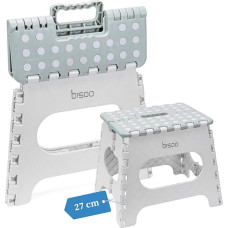 BISOO Children's Step Stool - Folding Stool 150 kg for Bathroom and Kitchen - Foldable Stool for Children and Adults - Footstool with Non-Slip Surface - Folding Step Safety - Step Stool Sage Grey