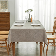BALCONY & FALCON Rectangular Jacquard Tablecloth, Linen Look Tablecloth for Kitchens, Restaurants, Cafes, Gardens, Outdoors, Parties, Weddings, Festivals, Brown-Beige, 140 x 240 cm