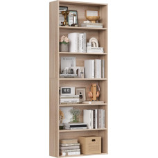 FirFurd Bookcase Wooden Shelf with 6 Compartments Shelves Bookcase Storage Shelf for Living Room Study Wooden 180 x 60 x 23.5 cm Light Light