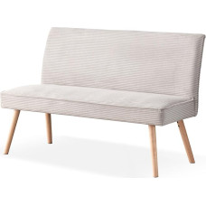 B&D home Paul Bench, Corduroy Fabric Dining Room Bench, 140 cm, Upholstered Wooden Bench for Dining Room, Hallway, Wardrobe with Solid Wood Legs, Scandinavian Modern Design, Grey, 11309-140-Grey
