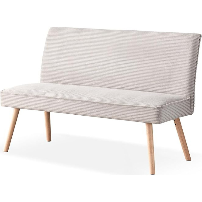 B&D home Paul Bench, Corduroy Fabric Dining Room Bench, 140 cm, Upholstered Wooden Bench for Dining Room, Hallway, Wardrobe with Solid Wood Legs, Scandinavian Modern Design, Grey, 11309-140-Grey