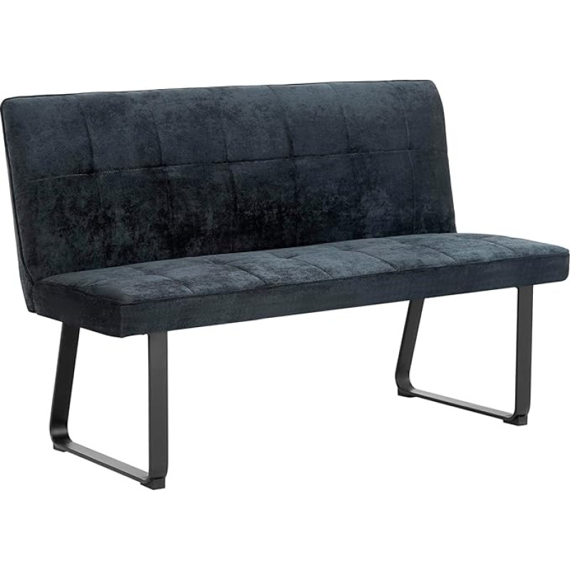 byLIVING Talea Bench Padded Bench 140 cm Woven Fabric Cover Dark Grey Metal Frame Black Powder Coated Bench with Backrest Waiting Bench Dining Room Bench 140 x 92 x 59 cm (W x H x D)