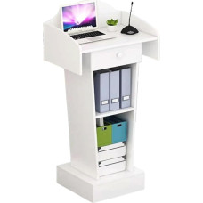 GddOGUK Stehpulte Moderne Podien, Holz-Rednerpulte, Konferenztisch, Stehpult mit 2 offenen Ablagen und Schubladen, Empfangstheke, Podestständer Einfach