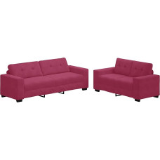vidaXL 2-Piece Sofa Set with Cushions in Magenta | Modern Indoor Sitting for the Living Room with Adjustable Armrests, Comfortable for up to 5 People, Stylish and Easy to Clean