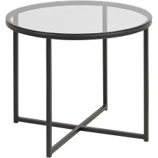 AC Design Furniture Gurli Round Side Table W 55 x D 55 x H 45 cm Clear / Black Glass / Metal 1 Piece