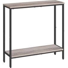HOOBRO Narrow Console Table with Shelf, 75 x 22 x 75 cm, Side Table, Hallway Table, Small Exhibition Table, Sofa Table for Small Space, for Entrance, Hallway, Greige-Black EBG22XG01