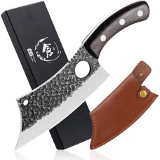 Freelander Chef's Knife, Kitchen Knife, Barbecue Knife Made of High-Carbon Steel, Outdoor Knife, Chopping Knife with Sharp Blade for Home, Trip, Camping