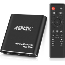 AGPTEK HDMI Media Player, Mini 1080p Full-HD Ultra HDMI Digital Media Player for -MKV/RM- HDD USB Drives and SD Cards (Black)…
