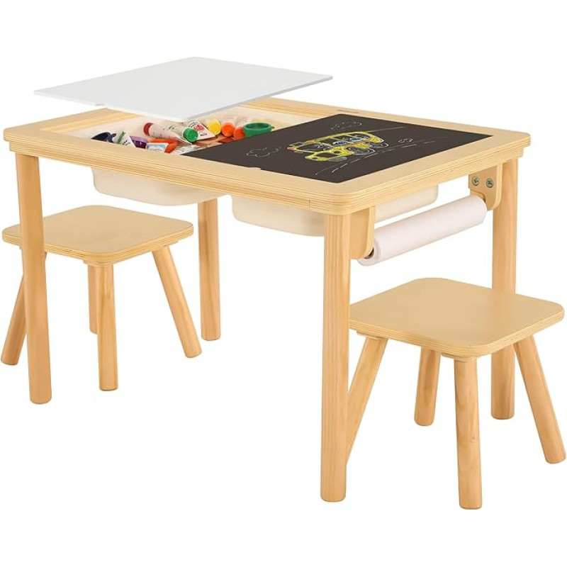 Bateso Sensory Table with Chair, Children's Table, Sand Play Table for Indoor, for Birthday, Christmas and Thanksgiving