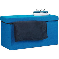 Relaxdays Foldable Bench XL 38 x 76 x 38 cm Sturdy Cube Seat with Practical Footrest as Cube Seat Made of Linen as Storage Box with Storage Space and Removable Lid for Living Room