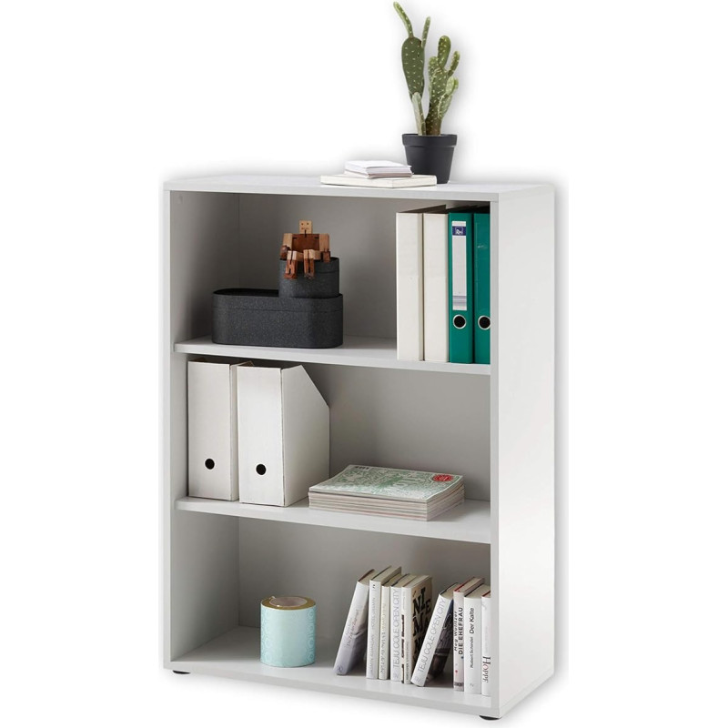 Stella Trading Pronto Filing Shelf, Light Grey, Small Standing Shelf with 3 Open Compartments, Modern Office Furniture Complete Set, 80 x 111 x 35 cm (W x H x D)