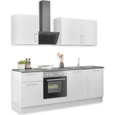 Marseille Modern Kitchen Unit without Electrical Appliances in White, Metallic Brown - Spacious Fitted Kitchen with Lots of Storage Space - 220 x 211 x 60 cm (W x H x D)