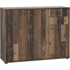 FORTE Tempra 2 Chest of Drawers with 3 Doors and 2 Drawers, Engineered Wood, Old Wood Vintage Style, 108.8 x 85.5 x 34.8 cm (W x H x D)