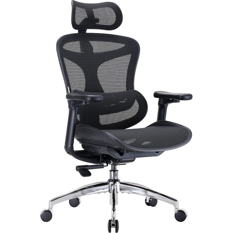 SIHOO Doro C300 Ergonomic Office Chair with Ultra Soft 3D Armrests, Dynamic Lumbar Support for Home Office Chair, Adjustable Backrest (Black)