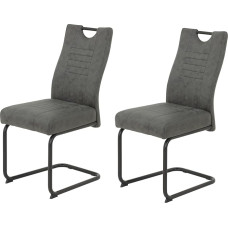 Hela Tische, Set of 2 Jupiter Dining Room Chairs, Microfibre Cover, Comfort Seat Spring Basket, Round Tube, Metal Frame, Black, 140 kg Load Capacity