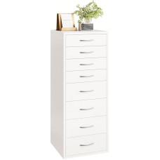 IRONCK Chest of Drawers White with 8 Drawers, Narrow Drawer Cabinet with Handles, Chest of Drawers for Bedroom, Drawer Chest of Drawers for Living Room, Office, Hallway, 45 x 40 x 105 cm