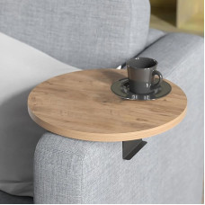 Tubibu Couch Tray for Armrests, Adjustable Sofa Tray with Drink Holder, Special Design with Practical Metal Holder, Shelf for Seat Set, Diameter 35 cm (2, Brown)