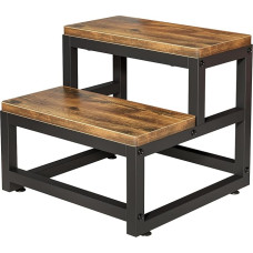 Fuyoula 2 Step Wooden Stool Stool with Non-Slip Feet Household Ladder 38 x 35 x 38 cm