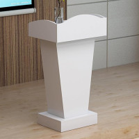 Fakednss Portable Podium Stand - Wooden Lectern Information Desk Office Small Teacher Console Podiums for Classroom Church Lecture Restaurant (White)