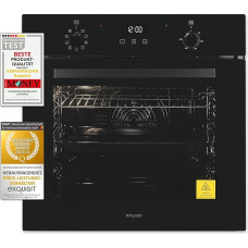 Exquisit Built-in Oven EBE278-H-020 Black | Energy Efficiency Class A | 75 L Cooking Chamber | Hot & Recirculation | 60 cm Width
