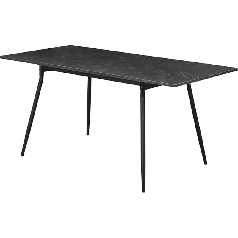 B&D home LIO 11219-120-FS-MSCH Dining Table Extendible 120-160 x 80 cm for 4-6 People Wooden Kitchen Table with Metal Frame for Dining Room, Kitchen, Modern Design, Marble Look