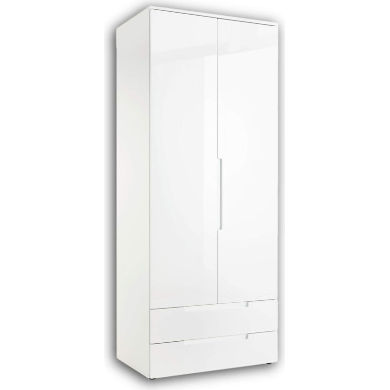 Spice - elegant wardrobe from Stella Trading with lots of storage space – versatile cupboard with hinged doors in white high gloss