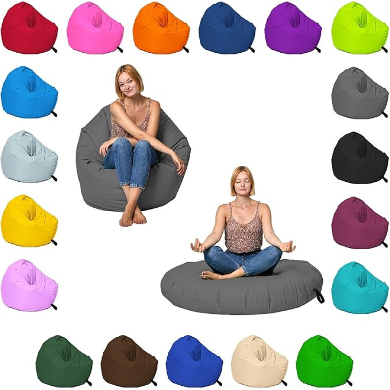 Momiralland 2-in-1 Bean Bag for Comfortable Sitting & Lying - Indoor & Outdoor as it is Waterproof - Bed Cushion - for Children & Adults (Anthracite, 120 cm - Diameter)