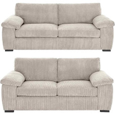 Premium Sofa Set, 3+2 Seater Jumbo Corduroy Sofa Set, Cosy and Stylish Living Room Furniture, Cream