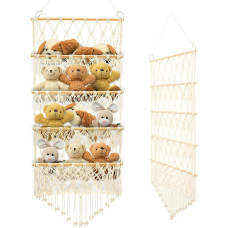 Stuffed Animal Storage 4 Layer Versatile Plush Toy Holder Stuffed Animal Hammock Large Capacity Vertical Toy Organizer Safe Nursery Hanging Organizer for Bedroom