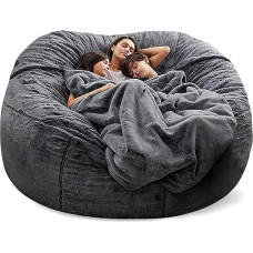 OACEVOZ Bean Bag Chairs, Giant Bean Bag Cover, Soft Fluffy Fur, Bean Bag Chairs for Adults (Cover Only, No Filling) 7ft Dark Grey Large Bean Bag Bed Oversized Lazy