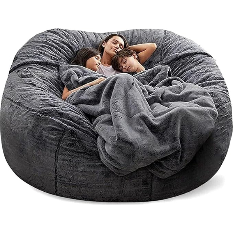 OACEVOZ Bean Bag Chairs, Giant Bean Bag Cover, Soft Fluffy Fur, Bean Bag Chairs for Adults (Cover Only, No Filling) 7ft Dark Grey Large Bean Bag Bed Oversized Lazy