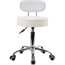 KKTONER Wheelchair Swivel Chair with Backrest Height-Adjustable Swivel Stool White