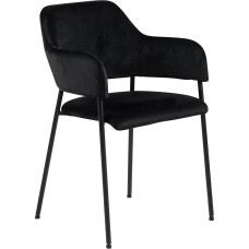 AC Design Furniture Lisette Dining Room Chairs with Backrest, Set of 2, Padded Dining Chair, Black Padded Fabric Seat with Black Metal Legs, Home Office Desk Chair without Wheels