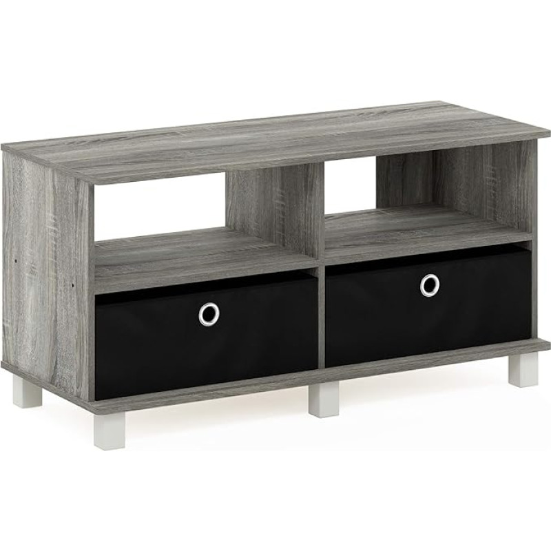 Furinno 11156GYW/BK Entertainment Center W/2 Bin Drawers, French Oak Grey