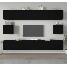 Homgoday TV Furniture Set 6 Pieces Plywood Black TV Furniture Living Room Dining Coffee Table TV Music Equipment Base Cabinet Storage Bracket Type 9
