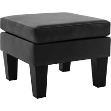 vidaXL Ottoman Black Faux Leather Wooden Frame 54 x 54 x 43.5 cm