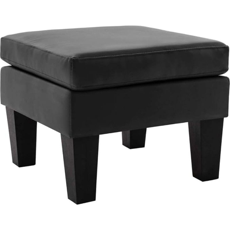 vidaXL Ottoman Black Faux Leather Wooden Frame 54 x 54 x 43.5 cm