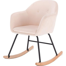 eSituro SRC0030 Rocking Chair, Relaxing Chair, Living Room Chair, Metal Frame and Wooden Legs, Velvet, Cream